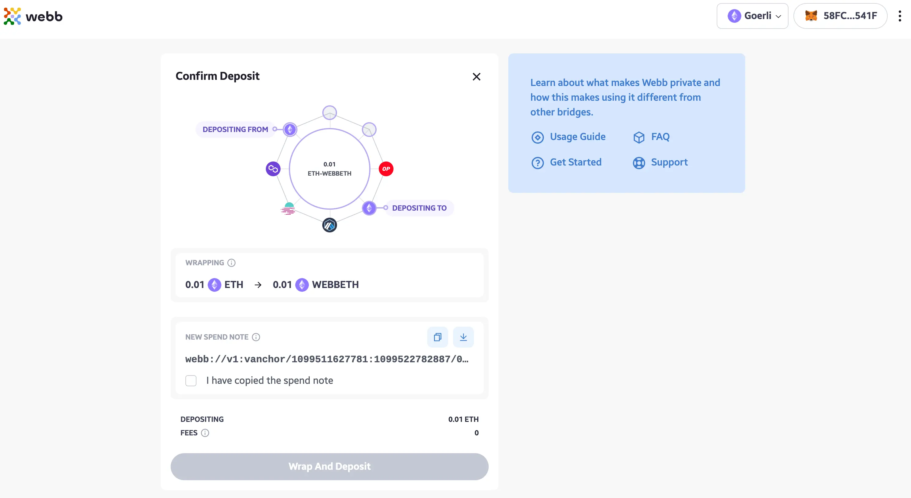 confirm deposit light